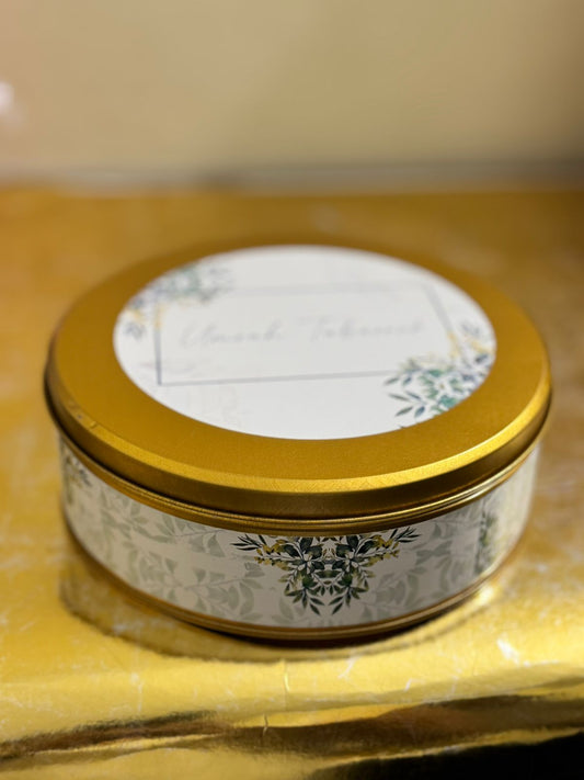 1 Kg Tin Box (Green Floral) - Umrah / Hajj Tabarruk