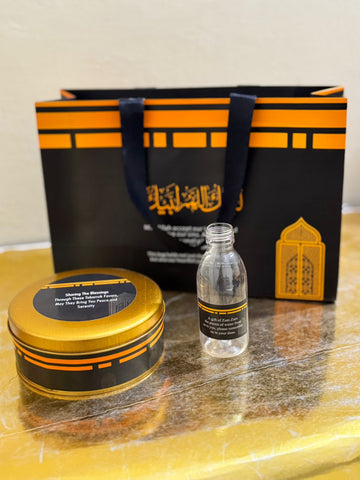 Large Black Set (with Half KG Tin Box)- Umrah / Hajj Tabarruk Packaging