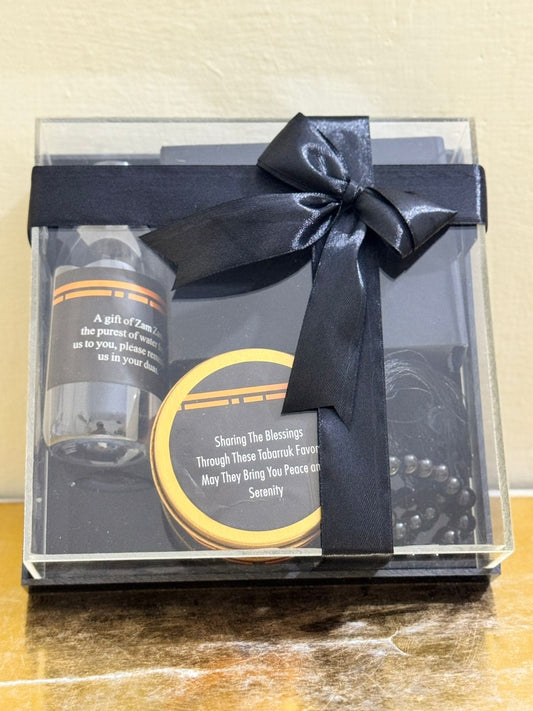 Black and Transparent Acrylic Box With Small Set (Black) 1 Kg - Wedding - Hajj / Umrah Tabarruk Packaging