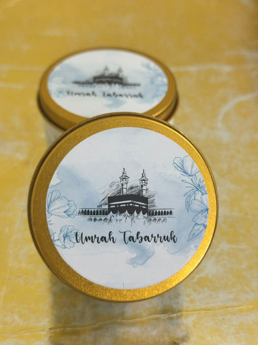 Tin Box Blue Floral -Umrah/Hajj Tabarruk (125g)