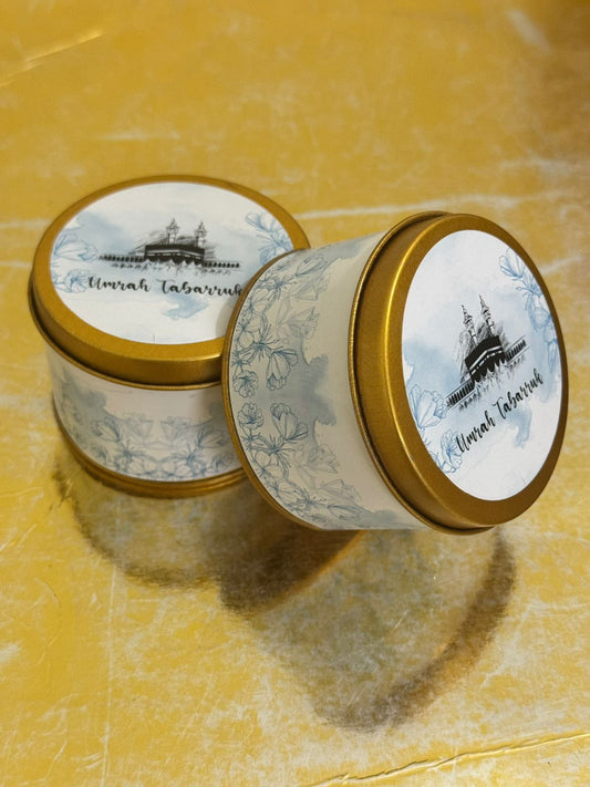 Tin Box Blue Floral -Umrah/Hajj Tabarruk (125g)