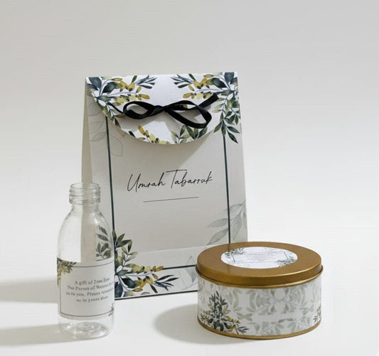 Medium Set (with Small Goodie bag-Green Floral) - Umrah / Hajj Tabarruk Packaging