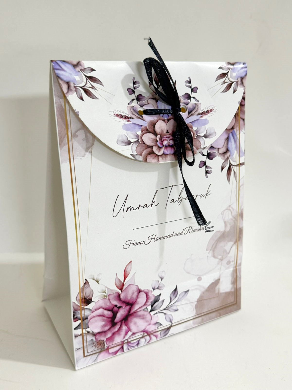 Goodie Bag (Purple Floral) for Umrah/Hajj Tabarruk Packaging