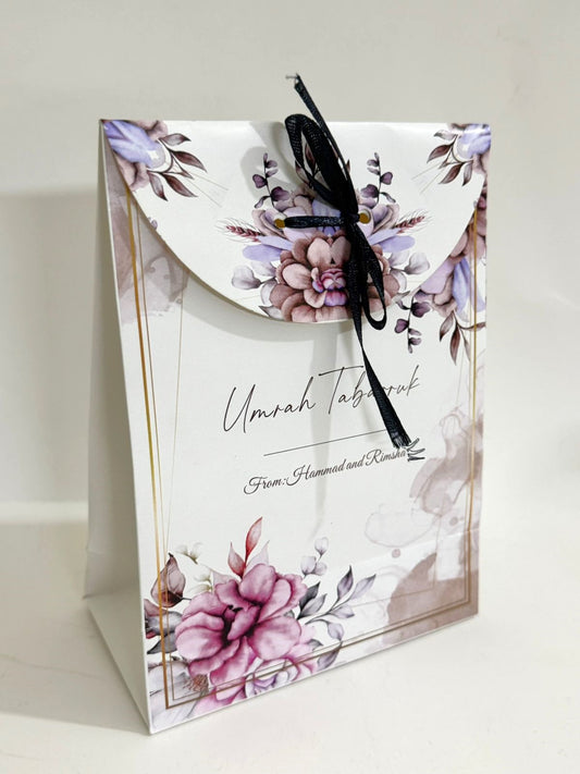 Goodie Bag (Purple Floral) for Umrah/Hajj Tabarruk Packaging