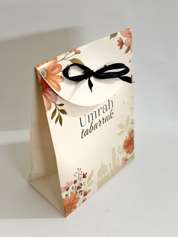 Goodie Bag (Peach Floral) for Umrah/Hajj Tabarruk Packaging