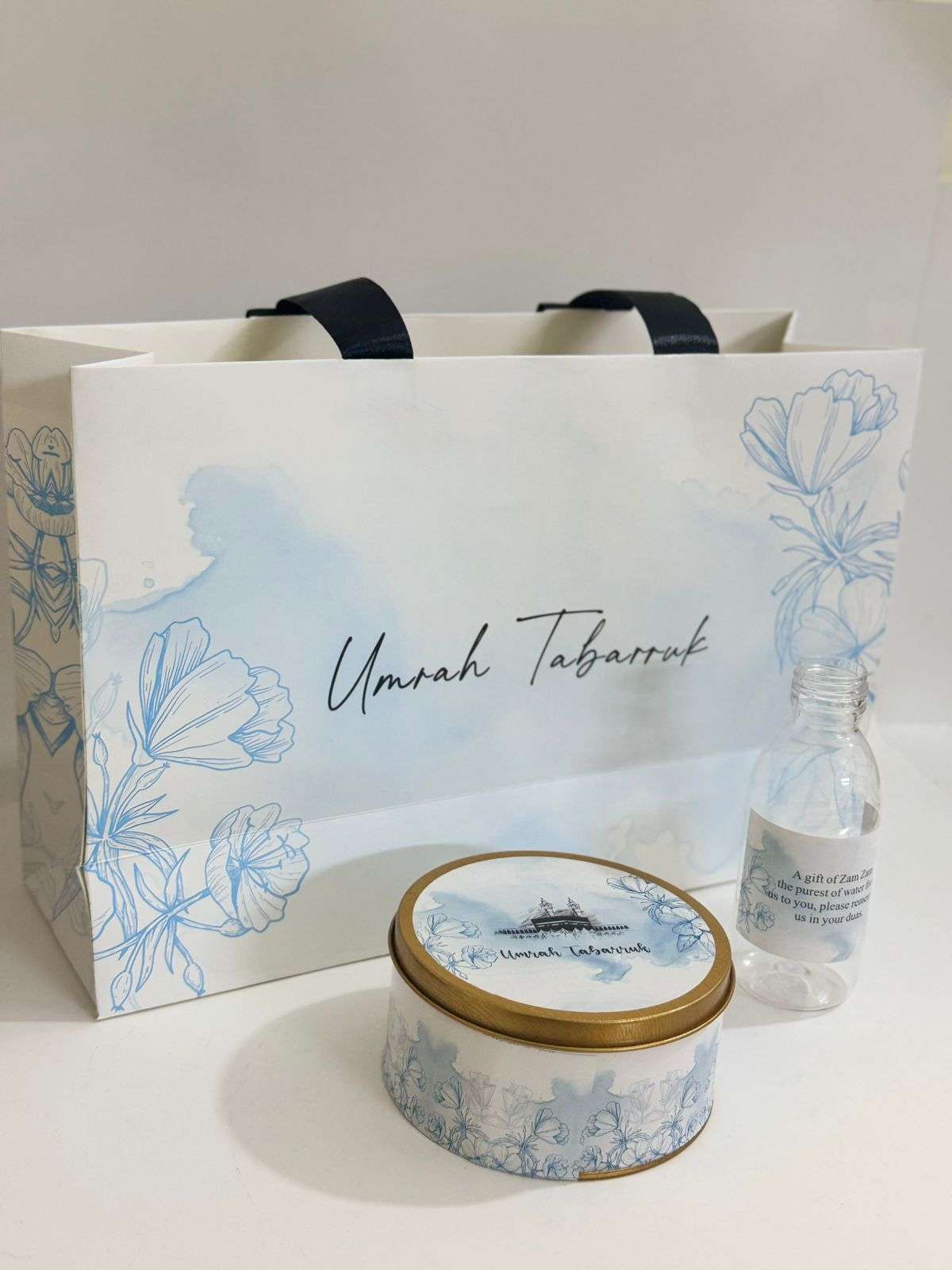 Large Blue Set ( with medium Tin Box)- Umrah / Hajj Tabarruk Packaging