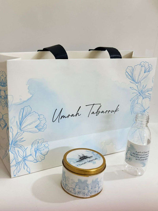 Large Light Blue Set (with small Tin Box 125g) - Umrah / Hajj Tabarruk Packaging