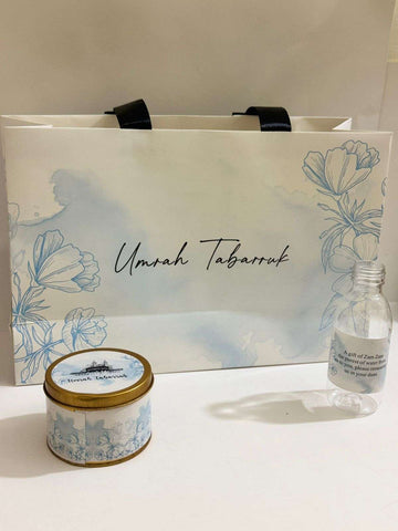 Large Blue Set (with small Tin Box) - Umrah / Hajj Tabarruk Packaging