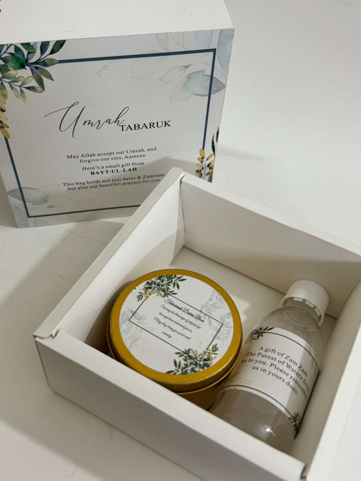 Small Card Box Set (Green Floral) - Umrah / Hajj Tabarruk Packaging