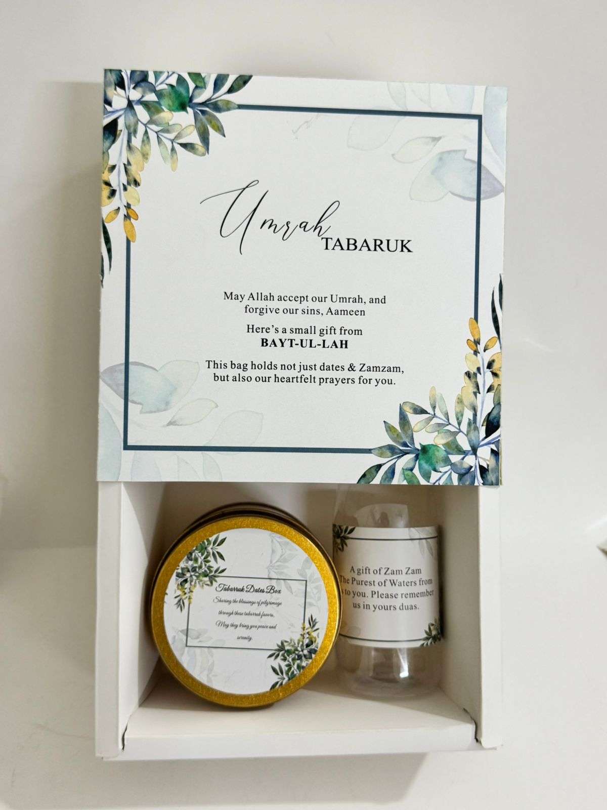 Small Card Box Set (Green Floral) - Umrah / Hajj Tabarruk Packaging