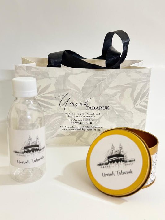 Small Set - B&W Floral (Hand Bag Style) - Umrah / Hajj Tabarruk Packaging