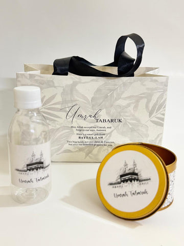 Small Set - B&W Floral (Hand Bag Style) - Umrah / Hajj Tabarruk Packaging