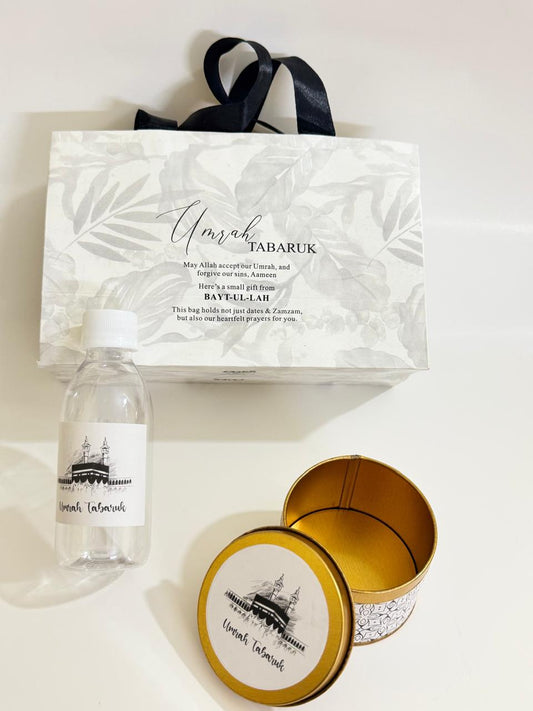 Small Set - B&W Floral (Hand Bag Style) - Umrah / Hajj Tabarruk Packaging