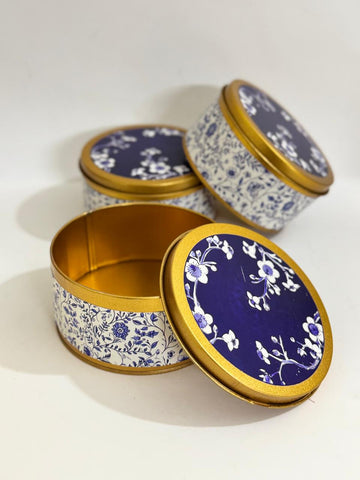 Tin Box Blue Elegant Umrah/Hajj Tabarruk Packaging - Tin Box 250g