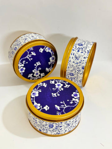 Tin Box Blue Elegant Umrah/Hajj Tabarruk Packaging - Tin Box 250g