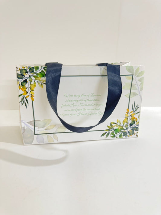 Medium Handle Bag (Green Floral) - Umrah / Hajj Tabarruk Packaging