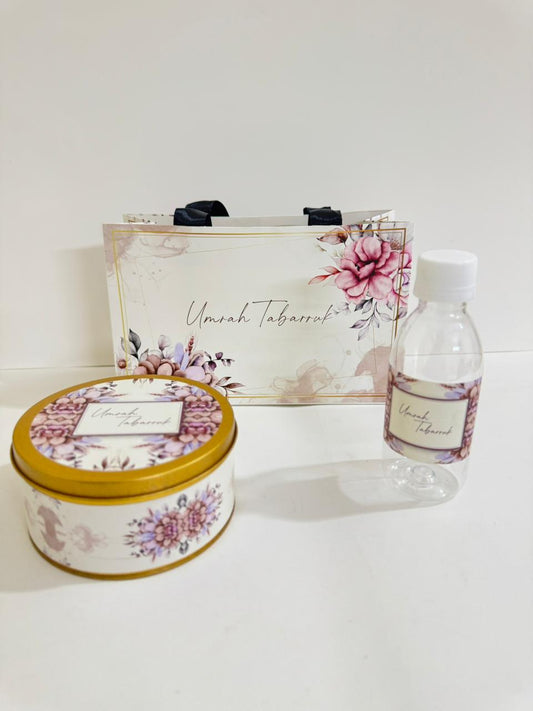 Medium Set (Hand Bag Style-Purple Floral) - Umrah / Hajj Tabarruk Packaging