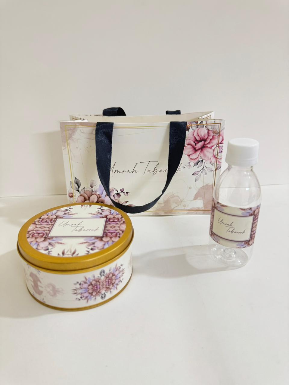 Medium Set (Hand Bag Style-Purple Floral) - Umrah / Hajj Tabarruk Packaging