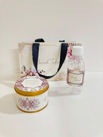 Small Set ( Hand Bag Style - Purple Floral ) - Umrah / Hajj Tabarruk Packaging