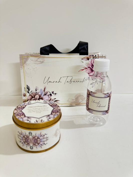 Small Set ( Hand Bag Style - Purple Floral ) - Umrah / Hajj Tabarruk Packaging
