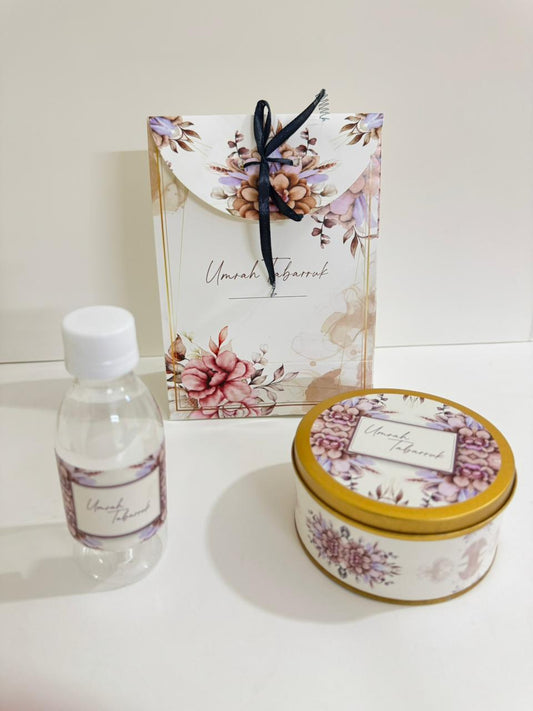 Medium Set (with Small Goodie bag - Purple Floral) - Umrah / Hajj Tabarruk Packaging