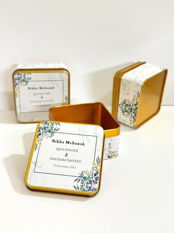 Bid Box Square Green Floral