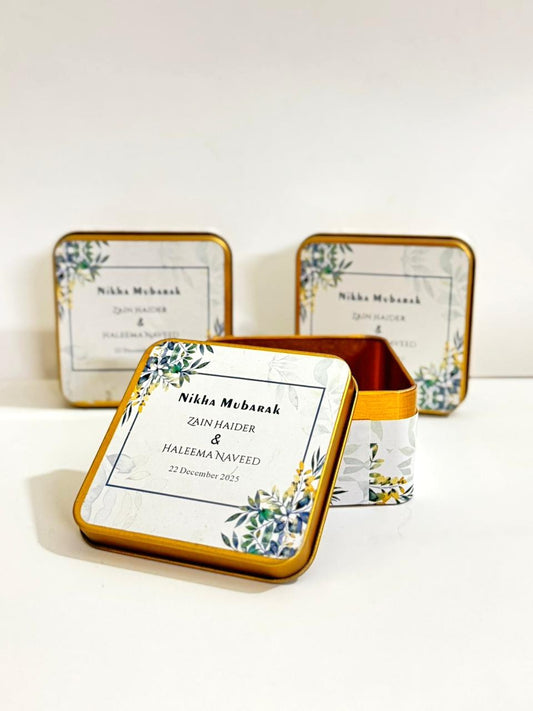 Bid Box Square Green Floral