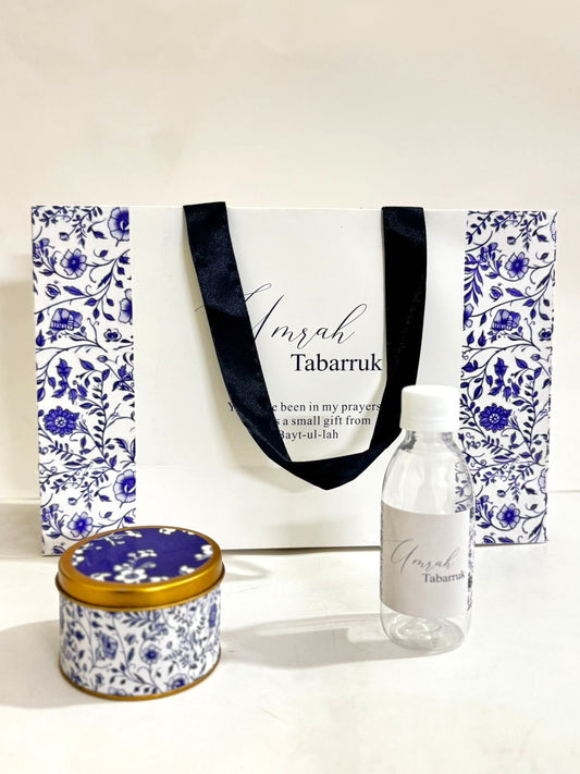 Large Elegant Blue Set (with small Tin Box) - Umrah / Hajj Tabarruk Packaging
