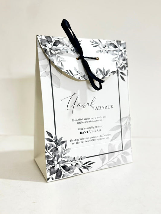 Goodie Bag (Gray Floral) - Umrah/Hajj Tabarruk Packaging