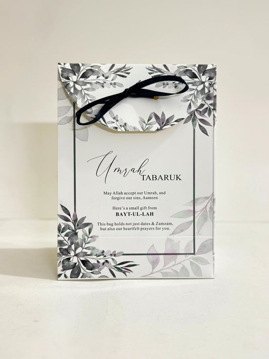 Goodie Bag (Gray Floral) - Umrah/Hajj Tabarruk Packaging