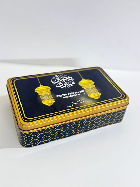 Customized Ramdan Tin Box (Black) - Half KG Rectangular