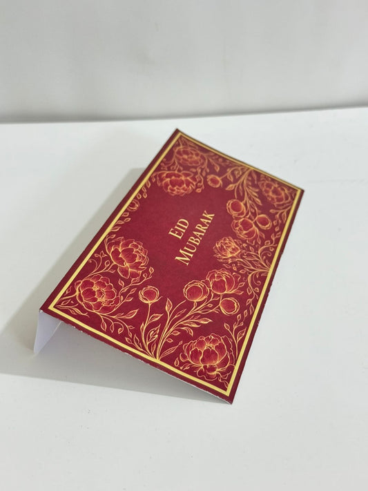 Eid Mubarak Envelope Red Floral (Pack Of 12)