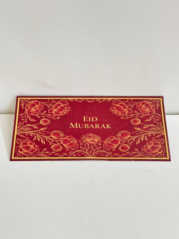 Eid Mubarak Envelope Red Floral (Pack Of 12)