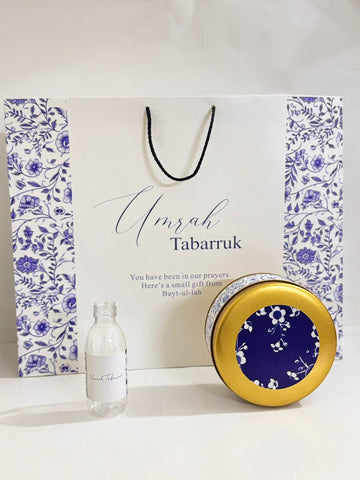 Extra Large Blue Elegant Set (with Half Kg Tin Box)  - Umrah / Hajj Tabarruk Packaging