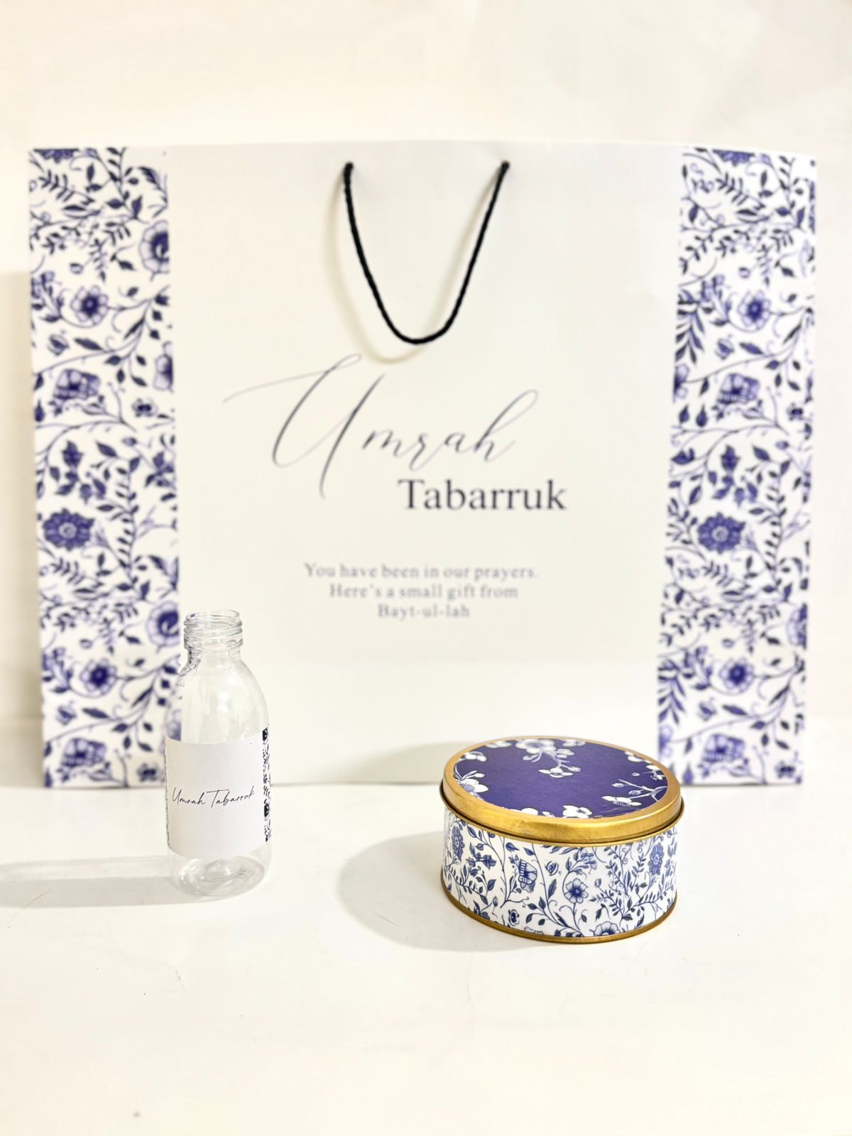 Extra Large Elegant Blue Set (with medium 250g Tin Box)  - Umrah / Hajj Tabarruk Packaging