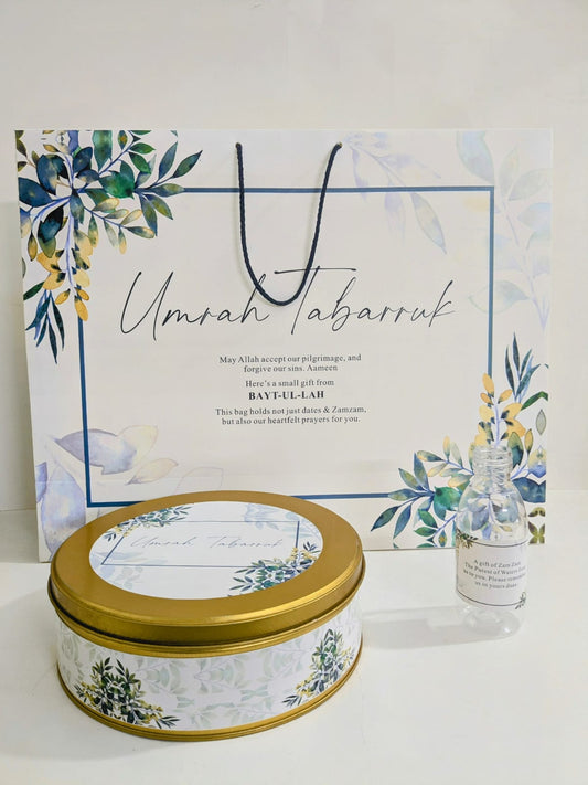 Extra Large Green Floral Set (with 1 Kg Tin Box)  - Umrah / Hajj Tabarruk Packaging