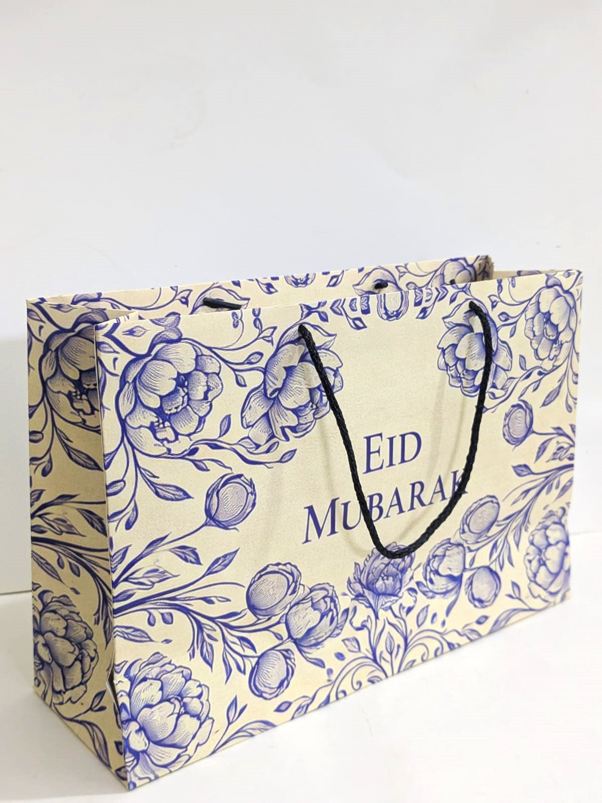 Eid Mubarak Large Bag - (Off-white Floral) Pack Of 6