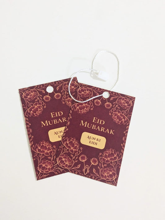 Eid Mubarak Customize Tags (Maroon/ Mehroon/ Red Floral)