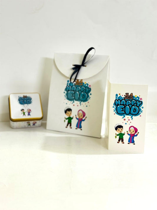 Happy Eidi Set with Square Tin (Pack of 12)