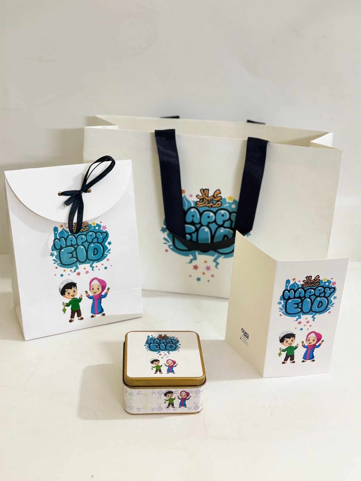 Large Happy Eidi Set with Square Tin (Pack of 6)