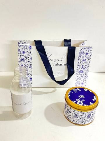 Small Set ( Hand Bag Style - Blue Elegant ) - Umrah / Hajj Tabarruk Packaging