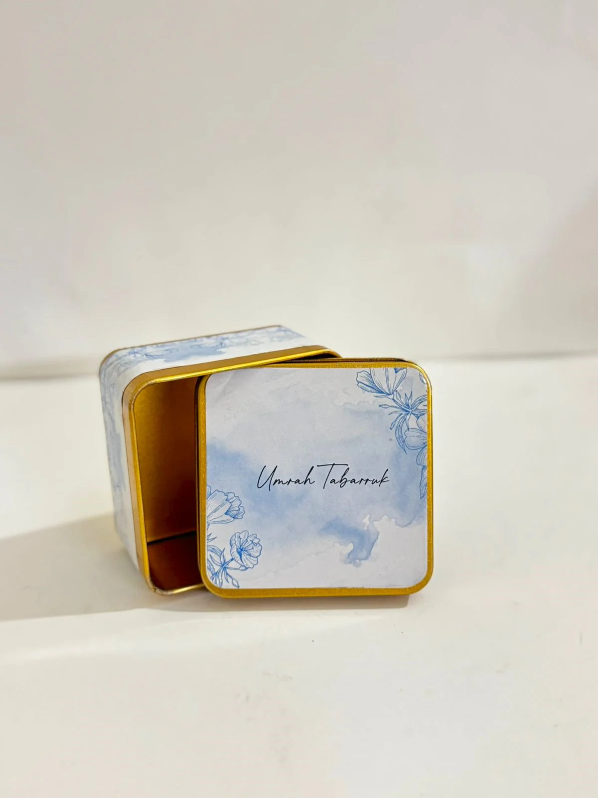 Square Tin Box ( Light Blue )  - Umrah/Hajj Tabarruk (125g)
