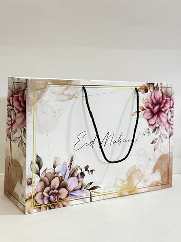 Eid Mubarak Large Bag - (Purple Floral) Pack Of 6