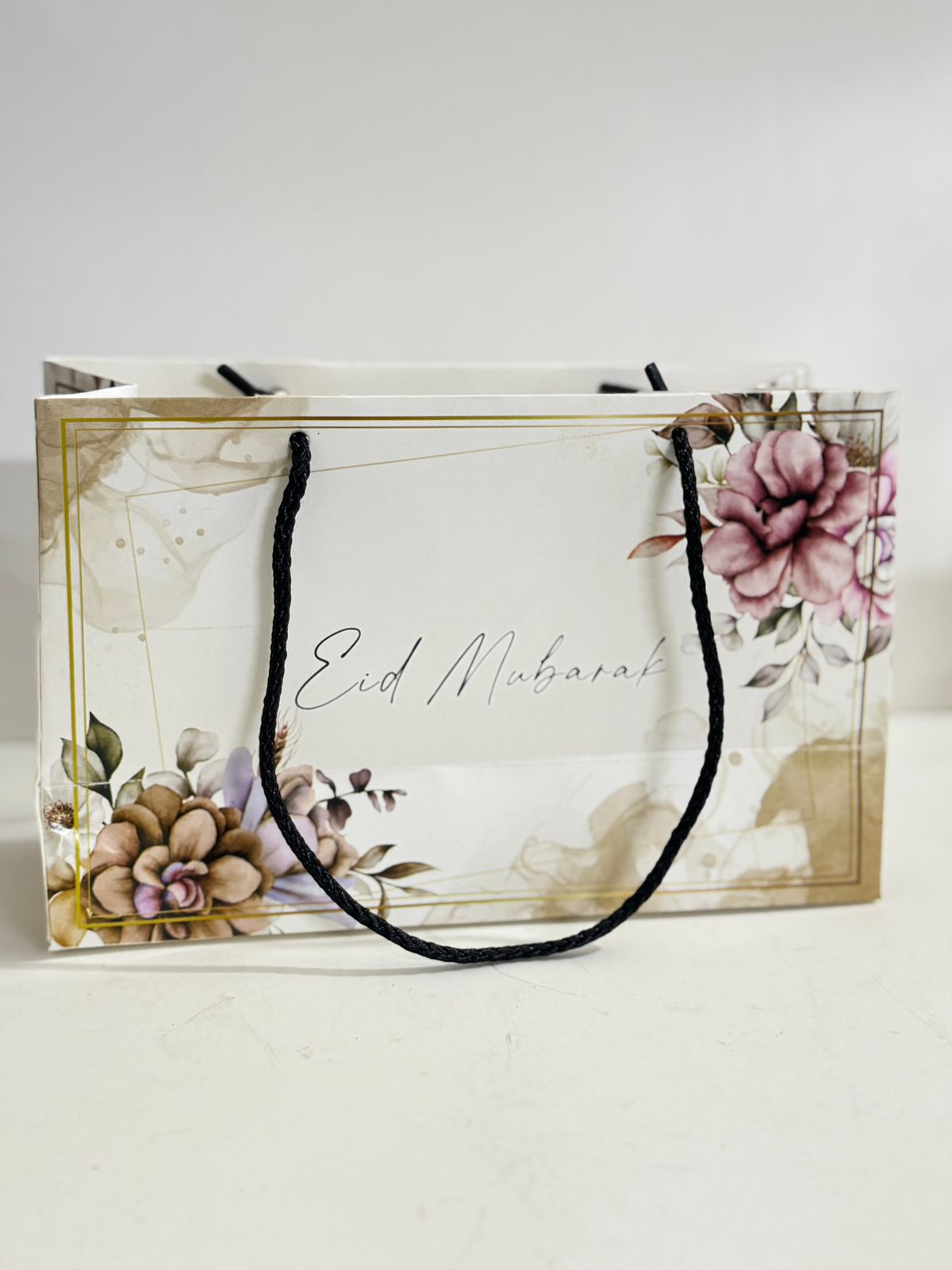 Eid Mubarak Small Handle Bag (Purple Floral) - Pack of 6