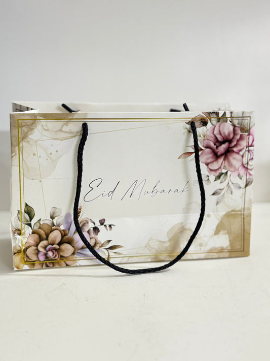 Eid Mubarak Small Handle Bag (Purple Floral) - Pack of 6