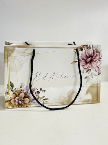Eid Mubarak Small Handle Bag (Purple Floral) - Pack of 6