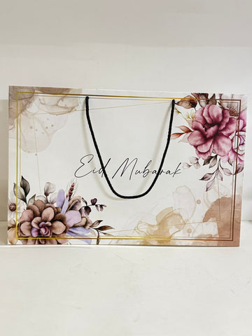 Eid Mubarak Large Bag - (Purple Floral) Pack Of 6