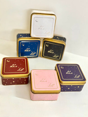 Eid Mubarak Square Gold Foil Tin - 125g (Pack of 6)