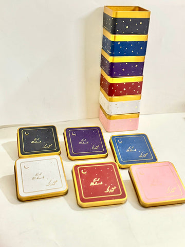 Eid Mubarak Square Gold Foil Tin - 125g (Pack of 6)