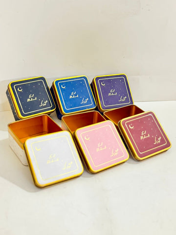 Eid Mubarak Square Gold Foil Tin - 125g (Pack of 6)